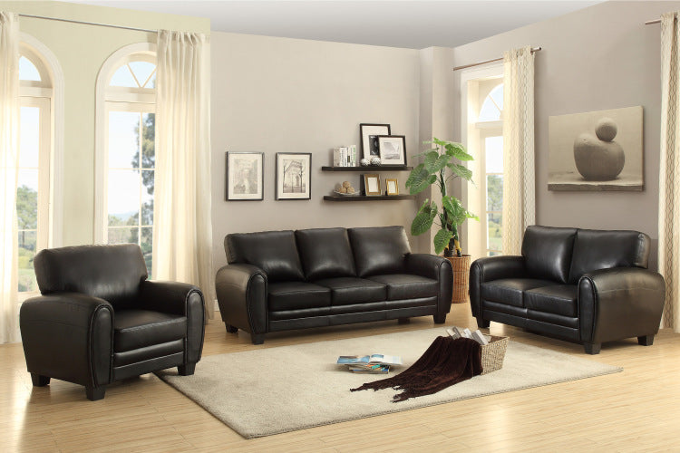 Modern Living Room Furniture 1Pc Sofa Black Faux Leather Covering Retro Styling Furniture