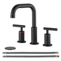8 In. Widespread Double Handle Bathroom Faucet With Pop Up Drain In Matte Black