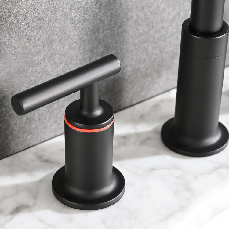 8 In. Widespread Double Handle Bathroom Faucet With Pop Up Drain In Matte Black