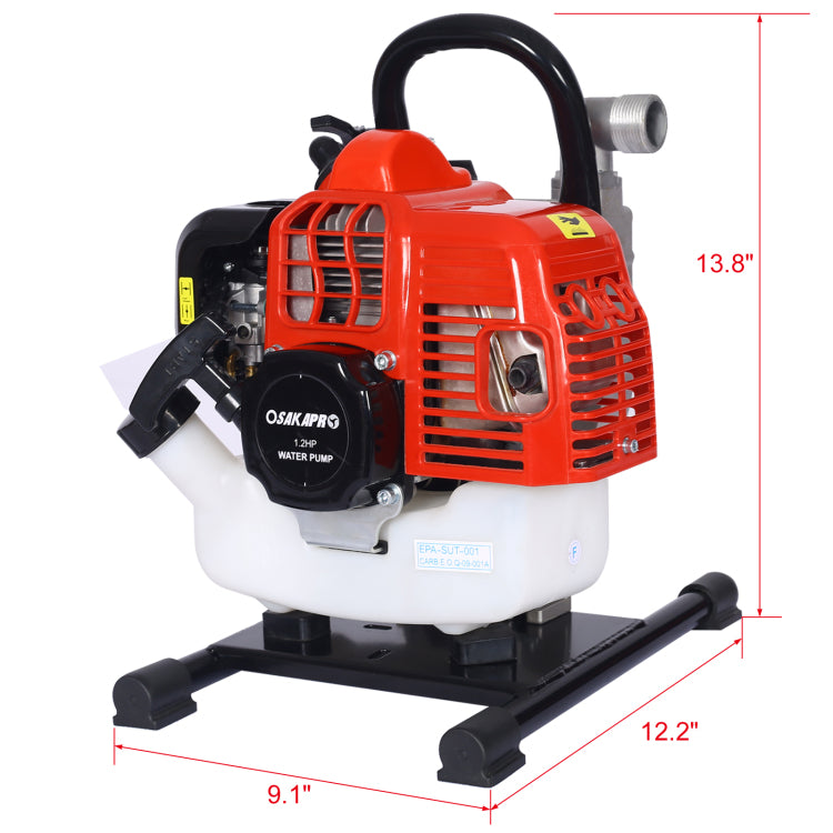 Gasoline Water Pump,2S Troke Portable Gas Powered Water Transfer Pump ,33Cc 1.2Hp 1Inch