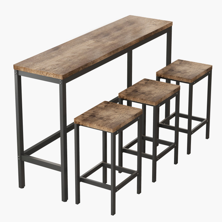 Long Dining Table Set With 3 Stools, Easy Assembly, Natural Same Sku:W75753848