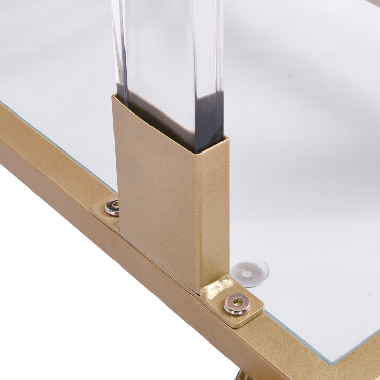 Golden Side Table, Acrylic Sofa Table, Glass Top C Shape Table With Metal Base For Living Room, Bedroom, Balcony Home And Office