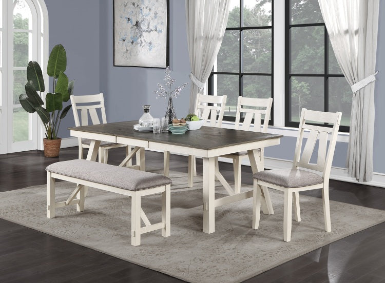 Dining Room Furniture Set Of 2 Chairs Gray Fabric Cushion Seat White Clean Lines Side Chairs