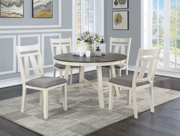 Dining Room Furniture Set Of 2 Chairs Gray Fabric Cushion Seat White Clean Lines Side Chairs