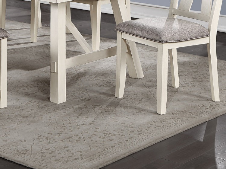 Dining Room Furniture Set Of 2 Chairs Gray Fabric Cushion Seat White Clean Lines Side Chairs