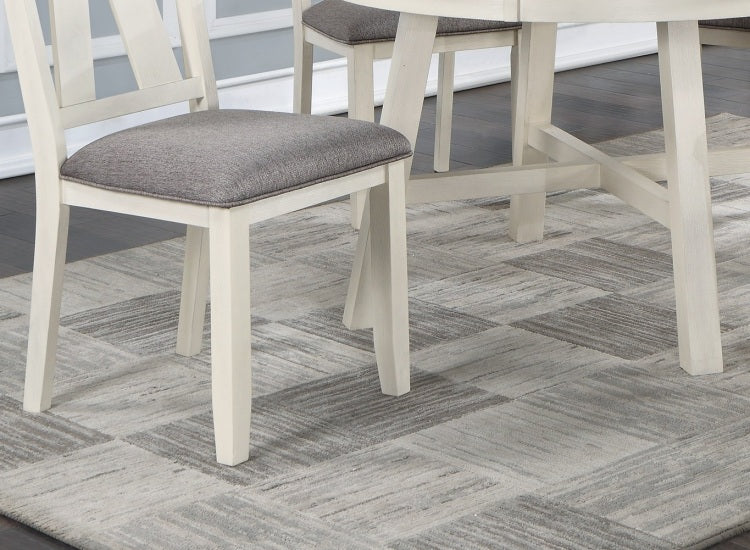 Dining Room Furniture Set Of 2 Chairs Gray Fabric Cushion Seat White Clean Lines Side Chairs
