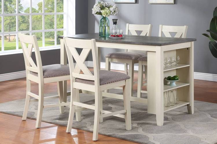 Modern Contemporary Dining Room Furniture Chairs Set Of 2 Counter Height Chairs Light Wooden High Chair X Back Design Cushion Seat