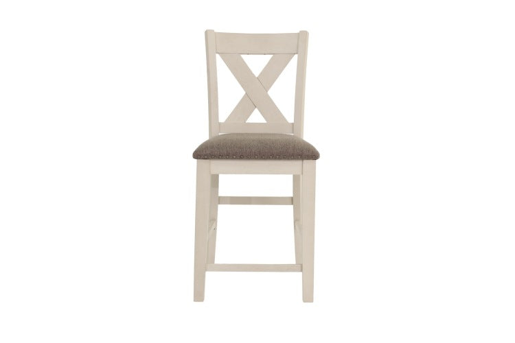 Modern Contemporary Dining Room Furniture Chairs Set Of 2 Counter Height Chairs Light Wooden High Chair X Back Design Cushion Seat
