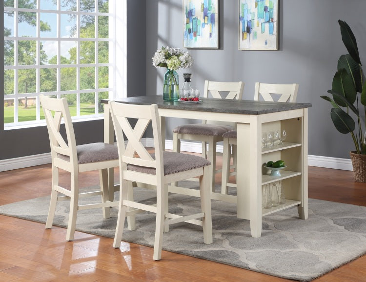 Modern Contemporary Dining Room Furniture Chairs Set Of 2 Counter Height Chairs Light Wooden High Chair X Back Design Cushion Seat