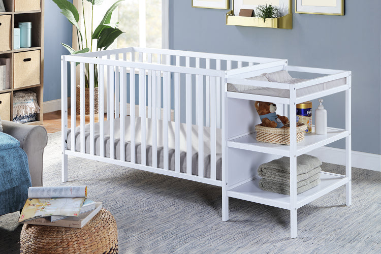 Palmer 3 In 1 Convertible Crib And Changer Combo White