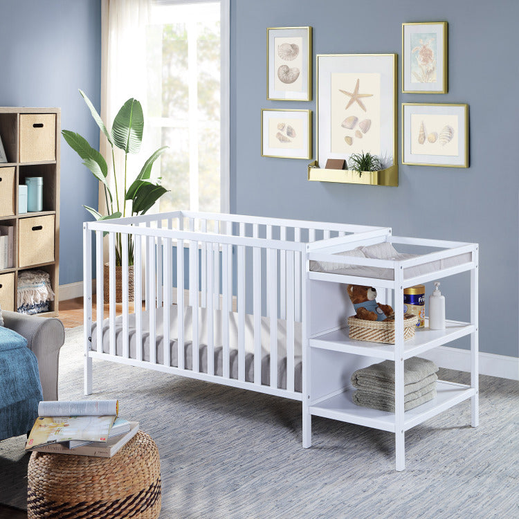 Palmer 3 In 1 Convertible Crib And Changer Combo White