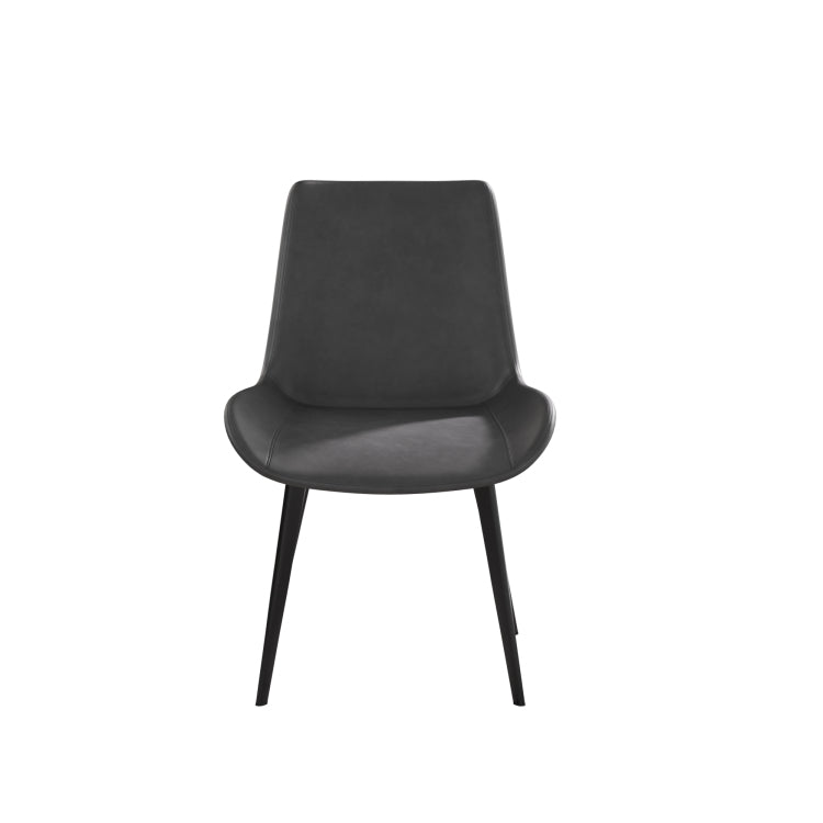 Modern Dining Chair Living Room Black Metal Leg Dining Chair Grey 2Pcs Ctn