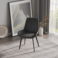 Modern Dining Chair Living Room Black Metal Leg Dining Chair Grey 2Pcs Ctn