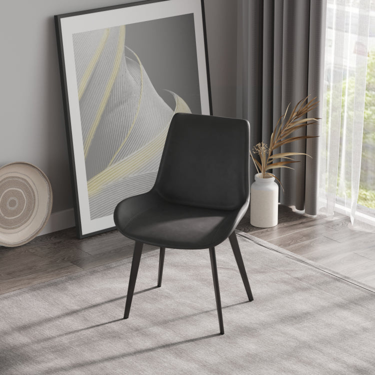 Modern Dining Chair Living Room Black Metal Leg Dining Chair Grey 2Pcs Ctn