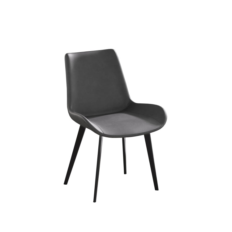 Modern Dining Chair Living Room Black Metal Leg Dining Chair Grey 2Pcs Ctn