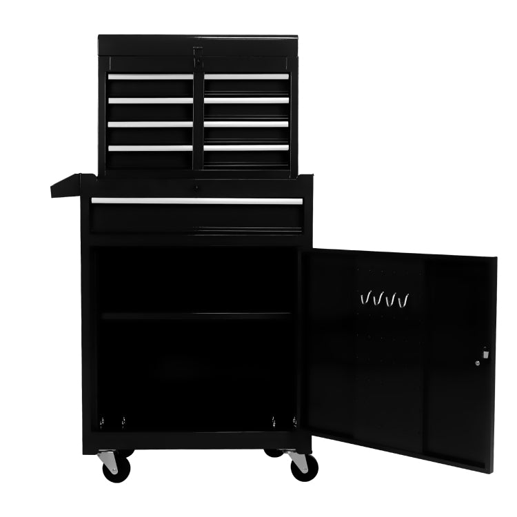 Rolling Tool Chest, 5 Drawer Tool Box Organizer W Lockable Wheels & Sliding Drawers & Detachable Top & Adjustable Shelf, Tool Storage Cabinet For Garage Workshop Black