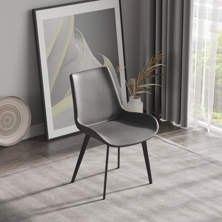 Modern Dining Chair Living Room Black Metal Leg Dining Chair Grey 2Pcs Ctn