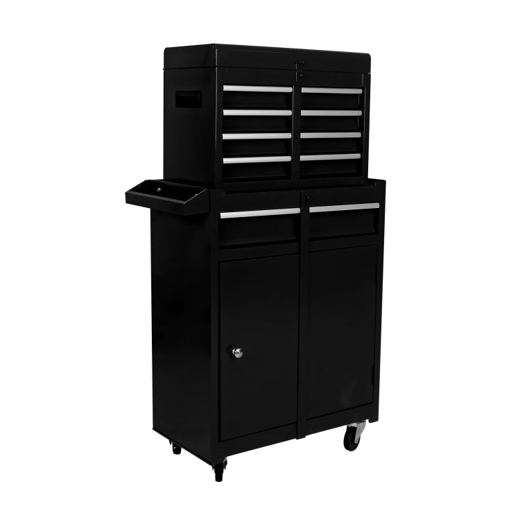 Rolling Tool Chest, 5 Drawer Tool Box Organizer W Lockable Wheels & Sliding Drawers & Detachable Top & Adjustable Shelf, Tool Storage Cabinet For Garage Workshop Black