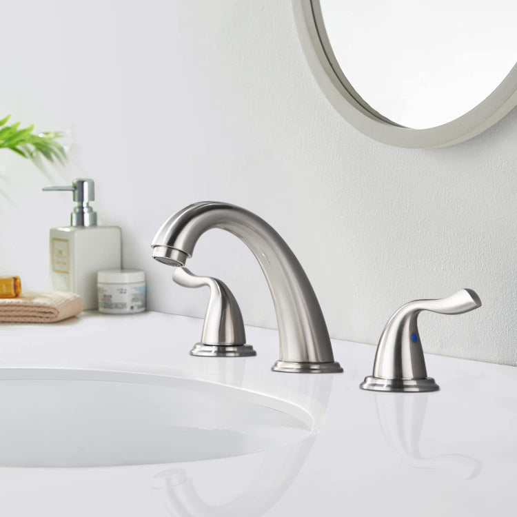 8 Inch 3 Holes 2 Handles Bathroom Sink Faucet, Brushed Nickel