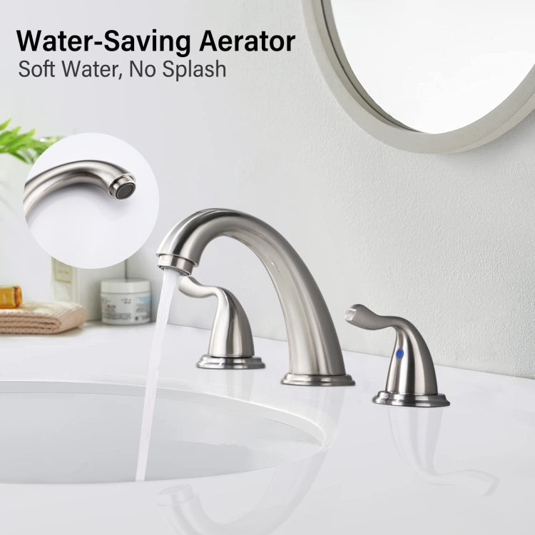 8 Inch 3 Holes 2 Handles Bathroom Sink Faucet, Brushed Nickel