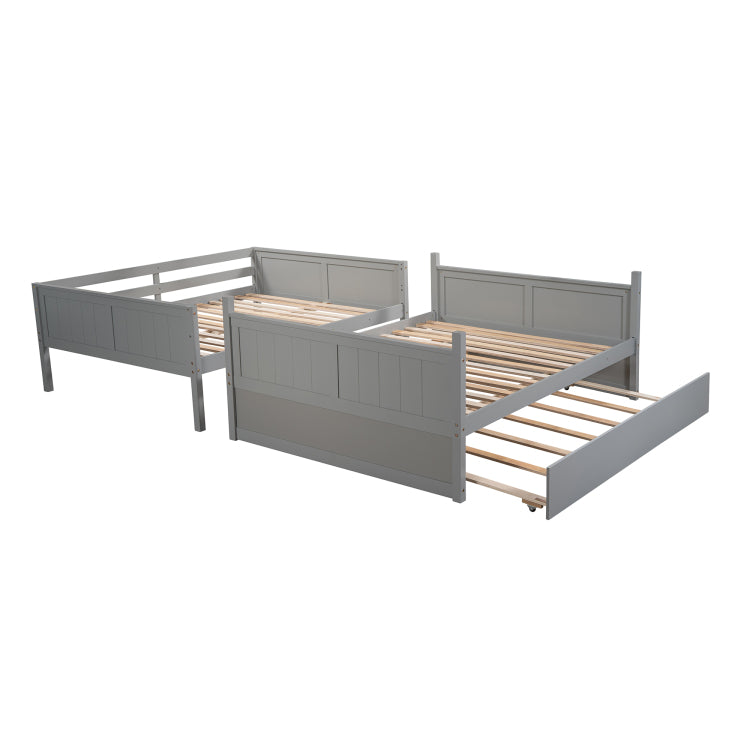 Full Over Full Bunk Bed With Twin Size Trundle, Gray Old Sku: Lp000250Aae
