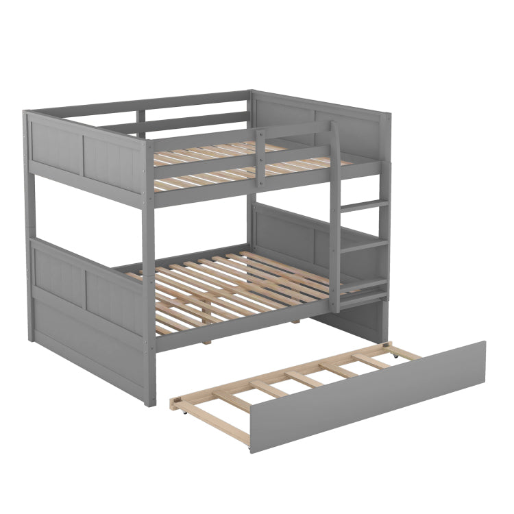 Full Over Full Bunk Bed With Twin Size Trundle, Gray Old Sku: Lp000250Aae