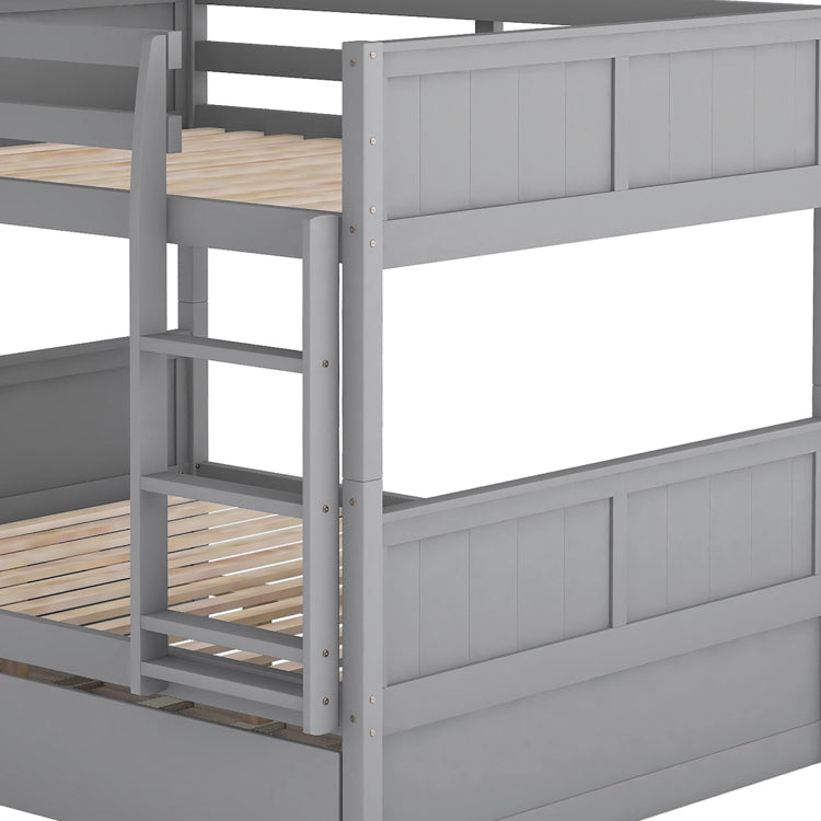 Full Over Full Bunk Bed With Twin Size Trundle, Gray Old Sku: Lp000250Aae
