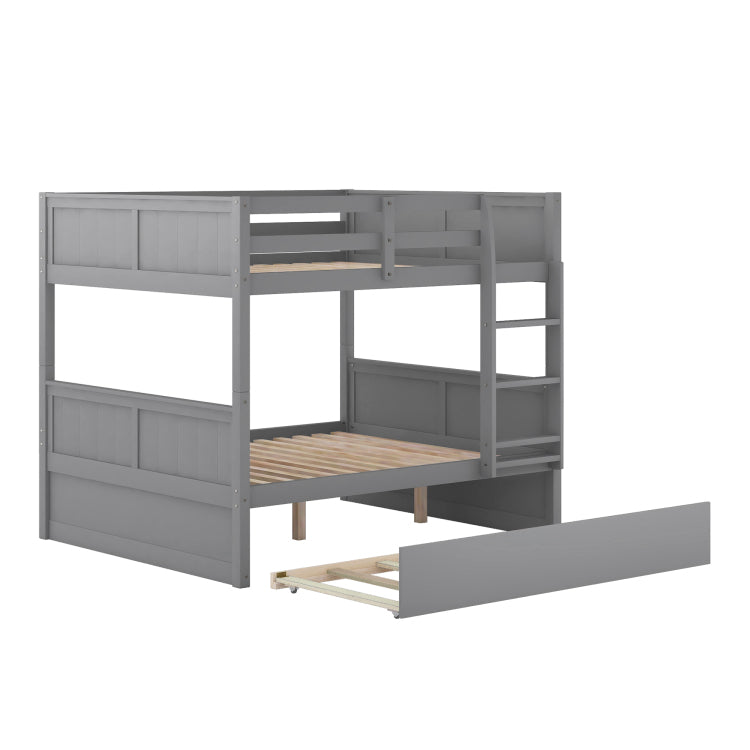 Full Over Full Bunk Bed With Twin Size Trundle, Gray Old Sku: Lp000250Aae