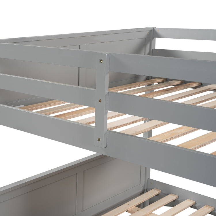 Full Over Full Bunk Bed With Twin Size Trundle, Gray Old Sku: Lp000250Aae