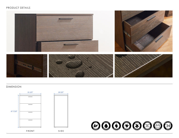Oliver Farmhouse Four Drawer Jumbo Chest In Dark Brown