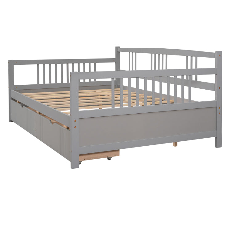 Full Size Daybed Wood Bed With Two Drawers,Gray Old Sku:Lp000058Aae