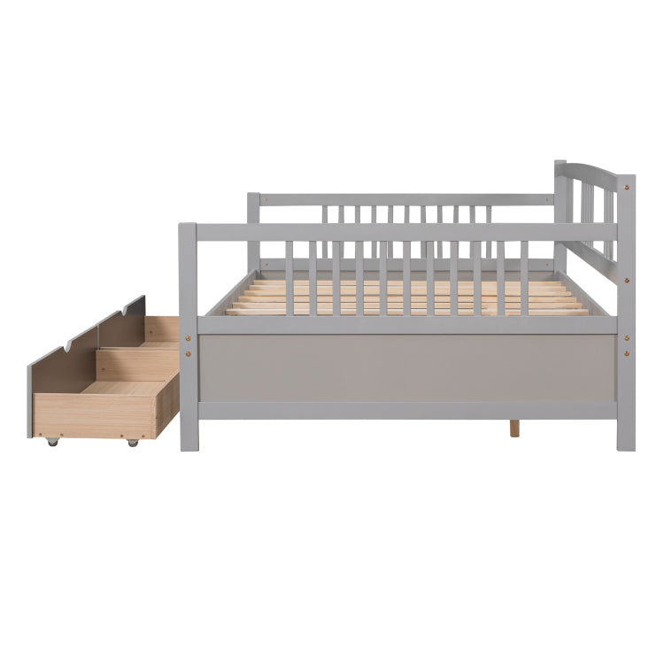Full Size Daybed Wood Bed With Two Drawers,Gray Old Sku:Lp000058Aae