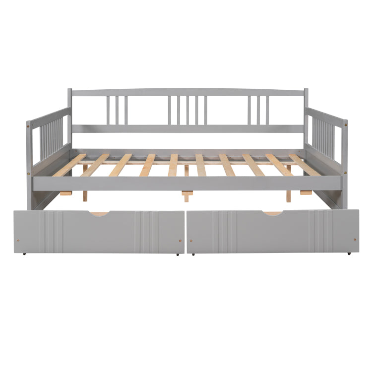 Full Size Daybed Wood Bed With Two Drawers,Gray Old Sku:Lp000058Aae
