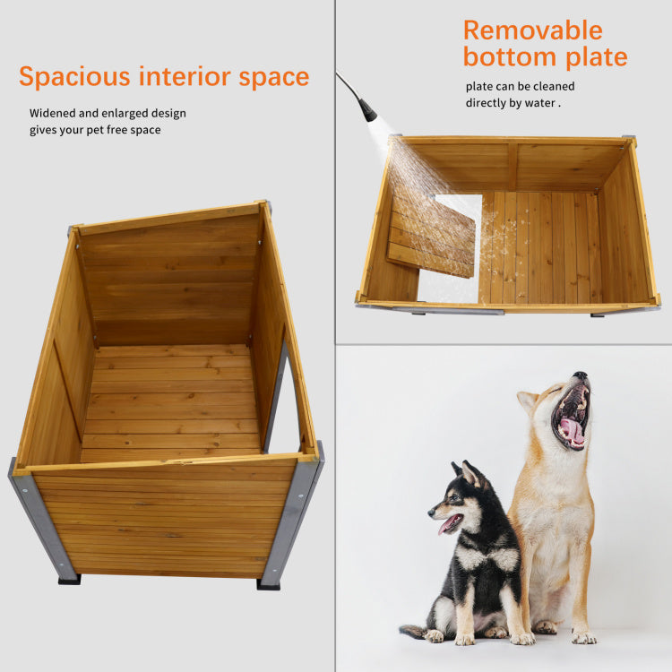 Dog House Outdoor & Indoor Wooden Dog Kennel For Winter With Raised Feet Weatherproof For Large Dogs