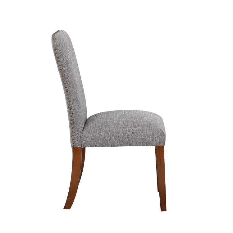 Sophia Ashen Grey Dining Chair In Performance Fabric With Nail Heads Set Of 2