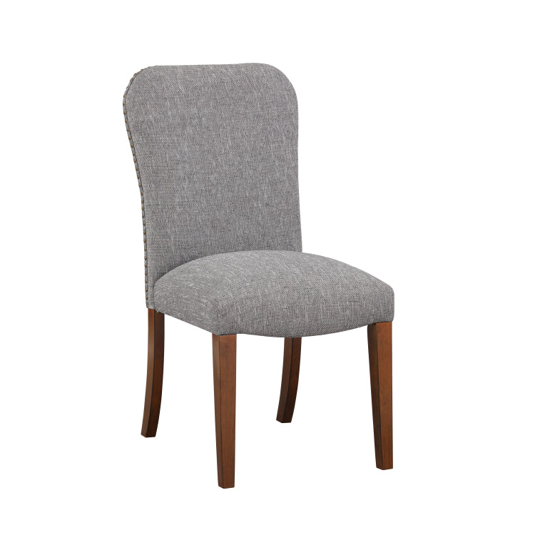 Sophia Ashen Grey Dining Chair In Performance Fabric With Nail Heads Set Of 2
