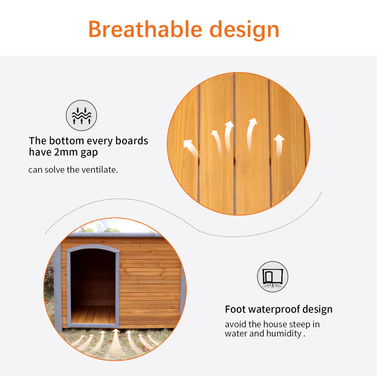 Dog House Outdoor & Indoor Wooden Dog Kennel For Winter With Raised Feet Weatherproof For Large Dogs