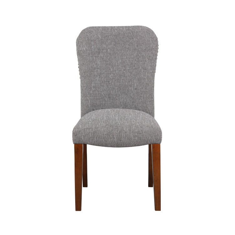 Sophia Ashen Grey Dining Chair In Performance Fabric With Nail Heads Set Of 2