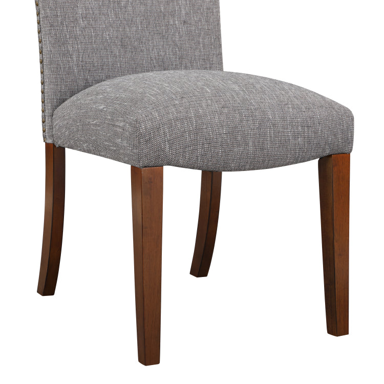 Sophia Ashen Grey Dining Chair In Performance Fabric With Nail Heads Set Of 2