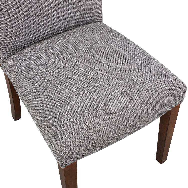 Sophia Ashen Grey Dining Chair In Performance Fabric With Nail Heads Set Of 2