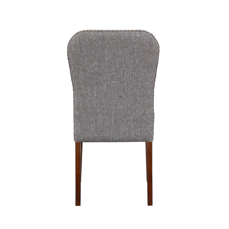 Sophia Ashen Grey Dining Chair In Performance Fabric With Nail Heads Set Of 2