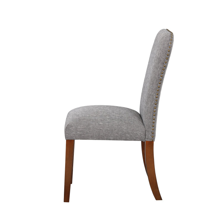 Sophia Ashen Grey Dining Chair In Performance Fabric With Nail Heads Set Of 2