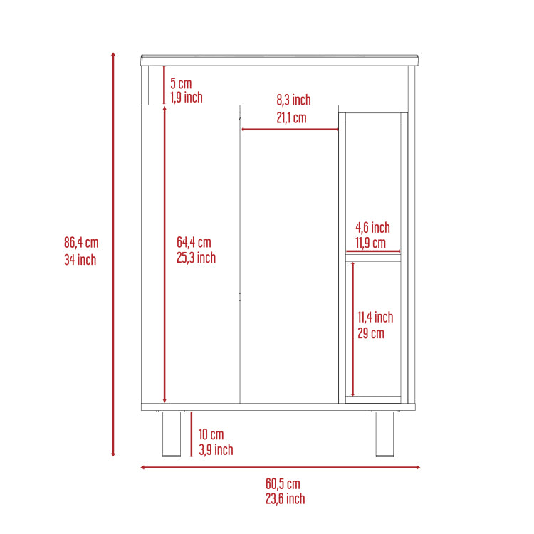 White 2 Shelf Rectangle Freestanding Vanity Cabinet