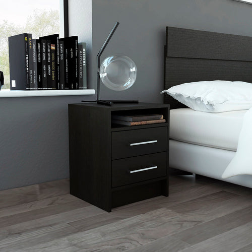 2 Drawer 1 Shelf Rectangle Nightstand Wenge