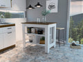 Rockaway 3 Shelf Kitchen Island White And Walnut