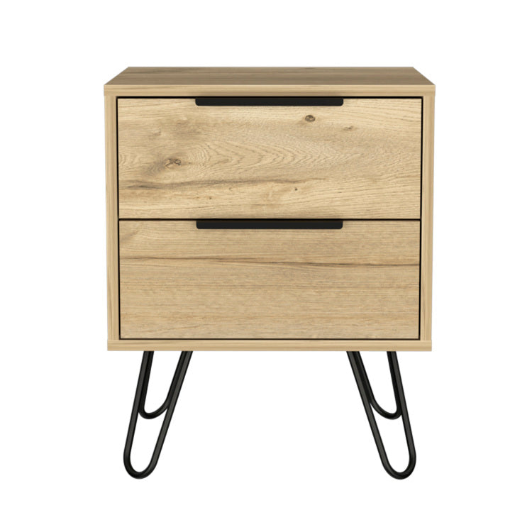 Light Oak 2 Drawer Rectangle Nightstand