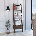 Haven 1 Drawer 4 Shelf Ladder Bookcase Dark Walnut