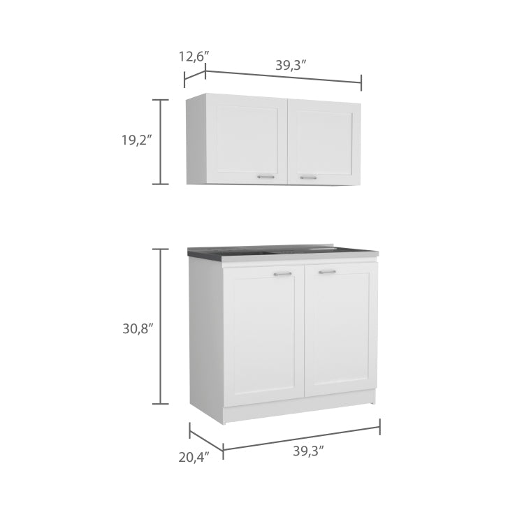 Cambridge 2 Piece Rectangle Cabinet Set White