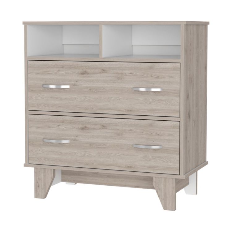Aaron 2 Drawer 2 Shelf Dresser Light Gray