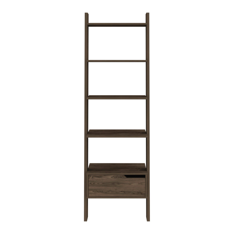 Haven 1 Drawer 4 Shelf Ladder Bookcase Dark Walnut